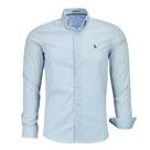 Camisa Social Amil Masculina Manga Longa Slim Listrada Sem Bolso 100% Algodão 1821 Camisa Social Amil Masculina Manga Longa Slim Listrada Sem Bolso 100% Algodão 1821