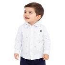 Camisa Social Bebês Meninos Branca Tricoline Flamê Milon Tamanho:G (6-9 meses)