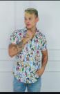 Camisa Social Botão Divertida Unissex Snoopy New Camisa Social Botão Divertida Unissex Snoopy New