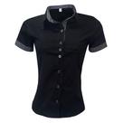 Camisa Social Feminina Manga Curta Preta