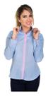 Camisa Social Feminina Manga Longa Camisete Slim Azul P Camisa Social Feminina Manga Longa Camisete Slim Azul P