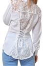 Camisa Social Feminina Manga Longa Slim detalhe renda PP