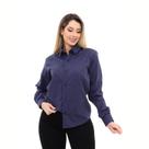 Camisa Social Feminina Premium Tipo Linho Azul Marinho