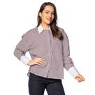 Camisa Social Feminina The Style Box Listrada Marrom/Branco