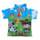 Camisa Social Infantil Festa Temática Com Gravata Fazendinha Camisa Social Infantil Festa Temática Com Gravata Fazendinha
