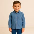 Camisa Social Infantil Jeans Camisa Manga Longa Menino Blusa Jeans Masculina