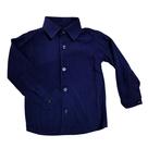 Camisa social infantil manga longa azul marinho em viscose