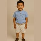 Camisa Social Infantil Masculina Bata Gola Padre Azul