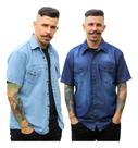 Camisa Social Jeans Masculina Kit 2 Peças P Ao G4 . Camisa Social Jeans Masculina Kit 2 Peças P Ao G4 .