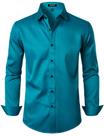 Camisa social JEMITOP Wrinkle Free Stretch Teal para homens S
