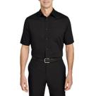 Camisa Social Manga Curta 100 Microfibra Masculina Preta Tradicional