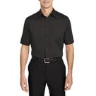 Camisa Social Masculina Bom Pano Manga Curta Lisa Cinza Escuro Grafite