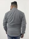 Camisa Social Masculina Cinza Manga Longa Slim Fit Algodão e Poliéster