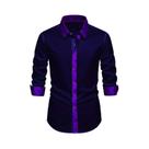 Camisa Social Masculina De Manga Longa Com Patchwork, Elástica, Para Todas as Estações, Estilo High