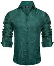 Camisa social masculina Hi-Tie, manga comprida, ajuste regular, seda verde