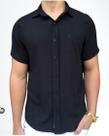 Camisa Social Masculina Manga Curta Camisa De Linho