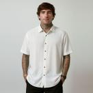 Camisa Social Masculina Manga Curta De Botão Branca Viscose Camisa Social Masculina Manga Curta De Botão Branca Viscose
