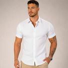 Camisa Social Masculina Manga Curto Lisa Slim