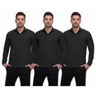 Camisa Social Masculina Manga Longa Lisa Botões Kit 3 Branco/Preto GG Camisa Social Masculina Manga Longa Lisa Botões Kit 3 Branco/Preto GG