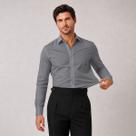 Camisa Social Masculina Manga Longa Sem Bolso Não Amassa Lisa Slim Elegante Slim Fit Para Trabalho
