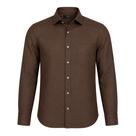 Camisa Social Masculina Oficina Reserva Linho Summer Clássica Com Botão Manga Longa 101006 Cor:Marrom FerrugemTamanho:5