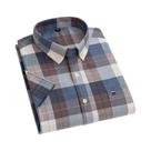 Camisa Social Masculina Oxford 100% Algodão - Manga Curta, Xadrez, com Bolso (P-7XL)