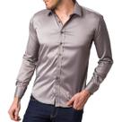 Camisa Social Masculina Slim Cinza Manga Longa Zune