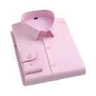 Camisa Social Masculina Slim Fit Azul Marinho De Manga Longa Casual Para Negócios, Não Amassa, Roupa