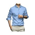 Camisa Social Masculina Slim Fit De Manga Longa, Stretch, Antirrugas, Branca, Tamanhos S-6XL