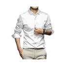 Camisa Social Masculina Slim Fit De Manga Longa, Stretch, Antirrugas, Branca, Tamanhos S-6XL