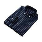 Camisa Social Masculina Slim Fit Listrada De Manga Longa Tamanhos Grandes M-5XL Casual De Negócios