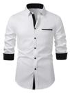 Camisa social masculina VIPWOLF de manga comprida com botões branca Camisa social masculina VIPWOLF de manga comprida com botões branca