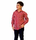 Camisa Social Quadriculada Vermelha Tam.6 a 12 Anos