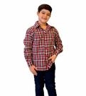 Camisa Social Xadrez Vermelha Masculina Tam.6 a 12 Anos