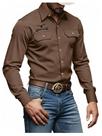 Camisa SOLY HUX masculina de manga comprida marrom ocidental tamanho S