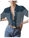 Camisa SweatyRocks, blusa feminina listrada com botões, poliéster