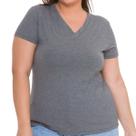 Camisa T-shirts Plus Size Blusa Decote V Lisa 3013.6.C2