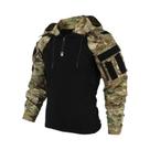 Camisa Tática Masculina de Combate - Camuflada, 1/4 de Manga Com Zíper Rip Stop