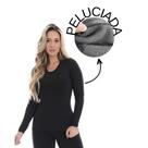 Camisa Térmica Feminina Peluciada Manga Longa Segunda Pele Com Proteção UV 50+ Ideal Para Inverno Blusa Flanelada