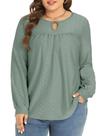 Camisa TFSDOD Plus Size Blusa verde de manga comprida para mulheres 2GG