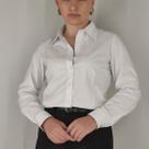 Camisa Tricoline Social Jaspe Branco Manga Longa Feminino Adulto 20a - FANLIZ