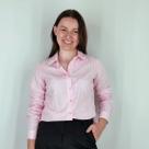 Camisa Tricoline Social Jaspe Listrada Branco e Rosa Manga Longa Feminino Adulto 25a - FANLIZ