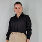 Camisa Tricoline Social Jaspe Preta Manga Longa Feminino Adulto 20a - FANLIZ