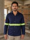 Camisa Uniforme Brim Jaleco Manga Longa C/ Faixa Refletiva