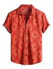 Camisa VATPAVE Vermelha Média Verde Floral Tropical