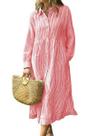 Camisa, vestido, chouyatou, feminino, casual, listrado, vermelho