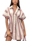 Camisa, vestido feminino calbático, com botões, plissado, listrado Camisa, vestido feminino calbático, com botões, plissado, listrado