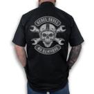 Camisa Workshirt Preta Rebel Skull 1% MC Mecânico Old School No Remorse Camisa Workshirt Preta Rebel Skull 1% MC Mecânico Old School No Remorse