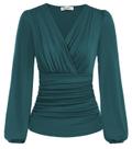 Camisa Wrap GRACE KARIN, blusa franzida de manga comprida para mulheres