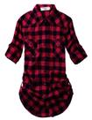Camisa xadrez de flanela Shacket Match 100% algodão para mulheres